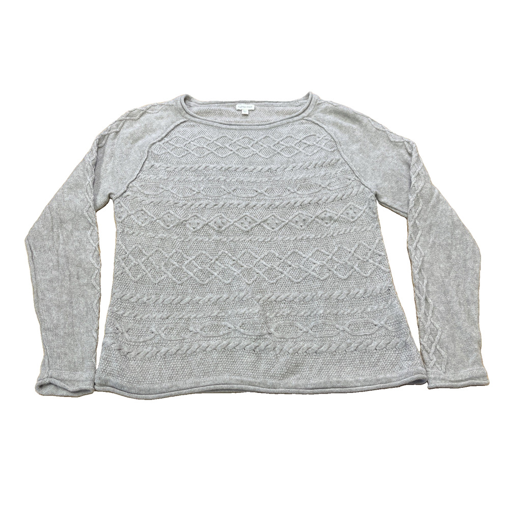 Garnet Hill Cable Knit Yak Hair Merino Wool Roll Neck Sweater Women’s M Beige